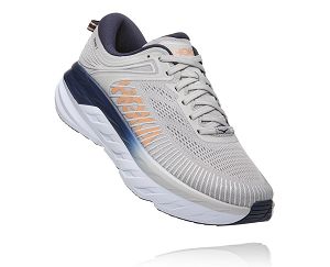 Hoka One One Bondi 7 Womens Road Running Shoes Lunar Rock/Black Iris | AU-6438172